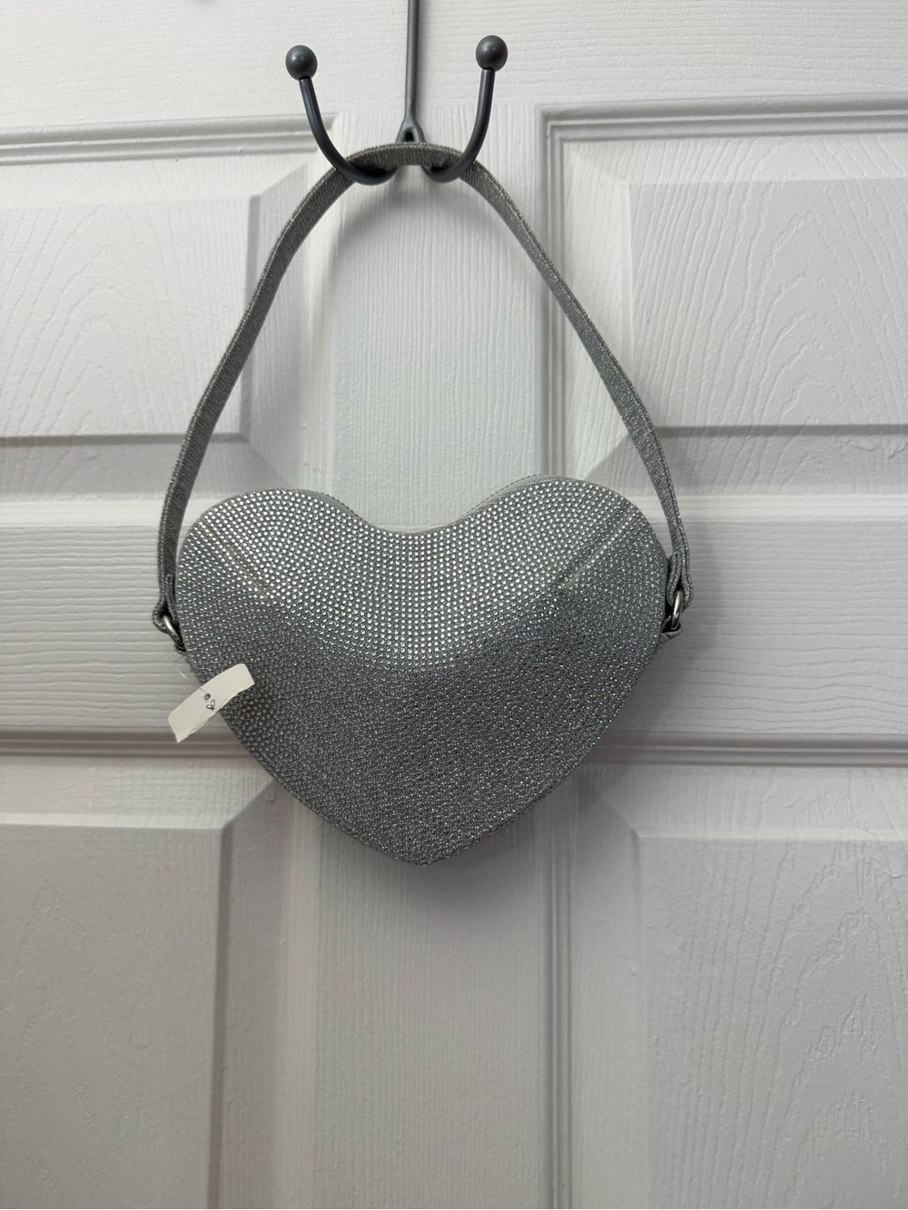 Silver Heart-Shaped Evening Bag - Sparkle Shoulder Bag